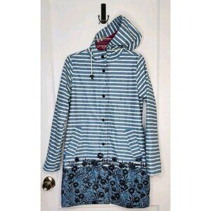 Hatley Raincoat Jacket Trench Coat Blue Striped Floral Size US 4